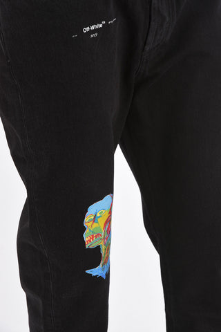 Jeans Stampati con Elastico in Vita 17cm