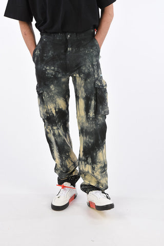Tie Dye Effect Cargo Pants with Rhinestone Embellished