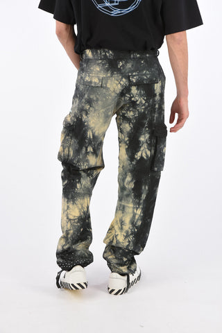 Tie Dye Effect Cargo Pants with Rhinestone Embellished