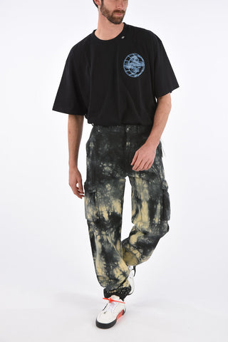 Tie Dye Effect Cargo Pants with Rhinestone Embellished