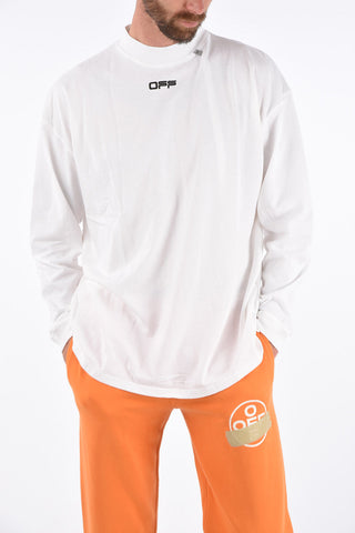 Mock Neck WAVY LINE LOGO T-Shirt
