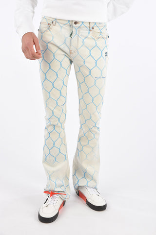 25cm fence print bleached skinny fit jeans