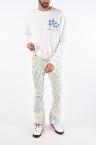 25cm fence print bleached skinny fit jeans