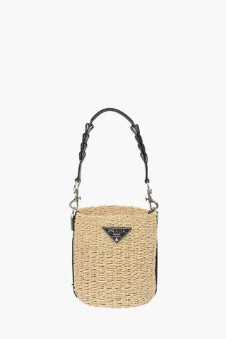Rafia Bucket bag with Leather Details