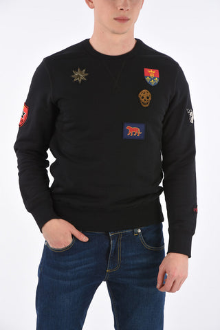 Crew-Neck Sweatshirt with Patches