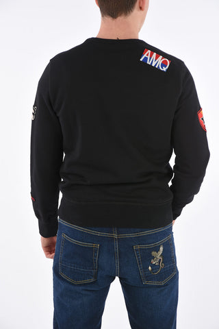 Crew-Neck Sweatshirt with Patches