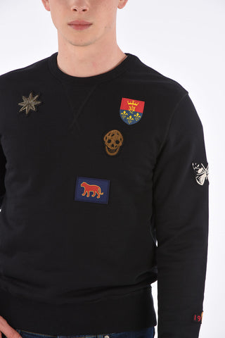 Crew-Neck Sweatshirt with Patches
