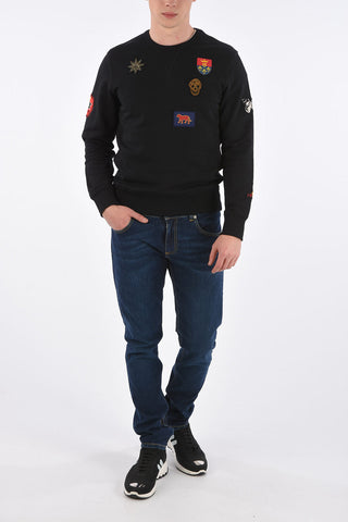 Crew-Neck Sweatshirt with Patches