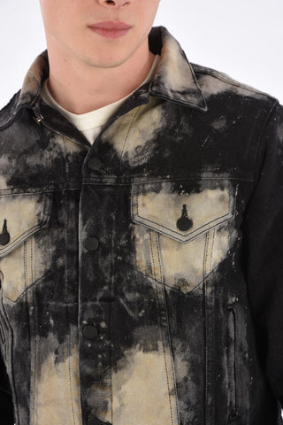 Giubbotto in Denim Tie Dye con Ricamo