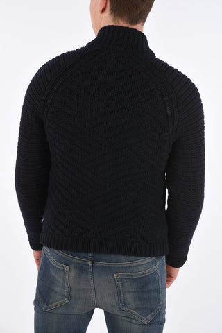 ARMANI JEANS Maglia A Trecce con Zip Frontale
