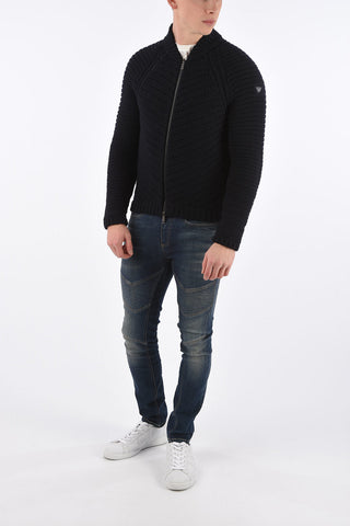ARMANI JEANS Maglia A Trecce con Zip Frontale