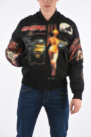 Bomber in Cotone Imbottito con Stampa
