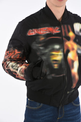 Bomber in Cotone Imbottito con Stampa