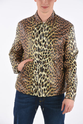 Snap Button Animal Printed Windbreaker