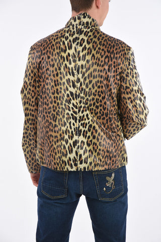 Snap Button Animal Printed Windbreaker
