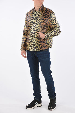 Snap Button Animal Printed Windbreaker