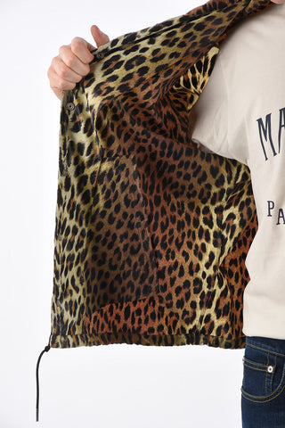 Snap Button Animal Printed Windbreaker
