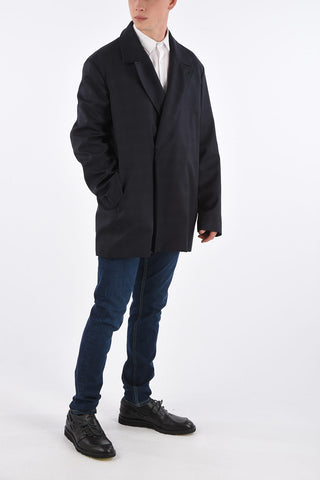 Checked Virgin Wool Peak Lapel Trench