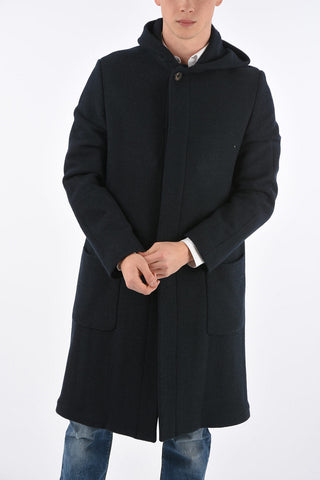 cappotto plain herringbone con Cappuccio