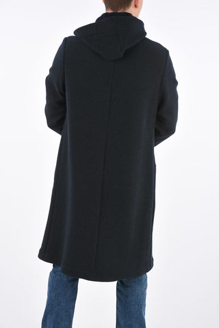 cappotto plain herringbone con Cappuccio