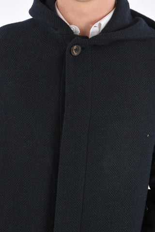cappotto plain herringbone con Cappuccio