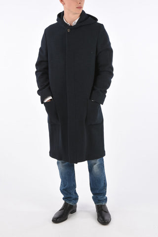 cappotto plain herringbone con Cappuccio