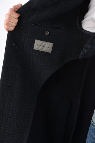 cappotto plain herringbone con Cappuccio