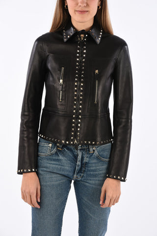 leather and studded outerwear jacket