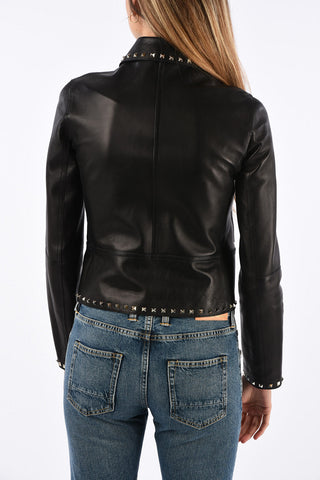 leather and studded outerwear jacket