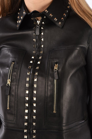 leather and studded outerwear jacket