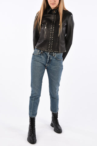 leather and studded outerwear jacket