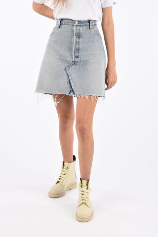 LEVIS denim High waist mini Skirt with Frayed Hem