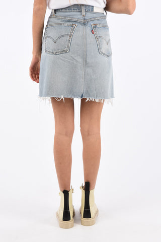 LEVIS denim High waist mini Skirt with Frayed Hem
