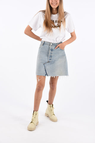 LEVIS denim High waist mini Skirt with Frayed Hem