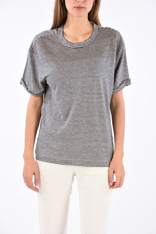 t-shirt awning striped con strass
