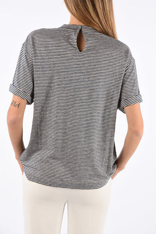 t-shirt awning striped con strass