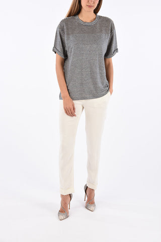 t-shirt awning striped con strass