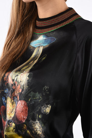 floral-print silk sweater