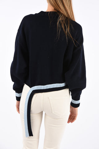 Distressed LEA crew-neck sweater