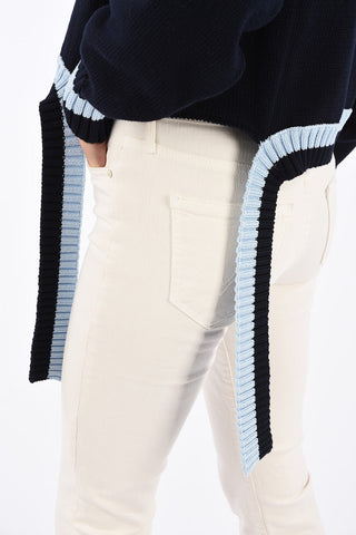 Distressed LEA crew-neck sweater