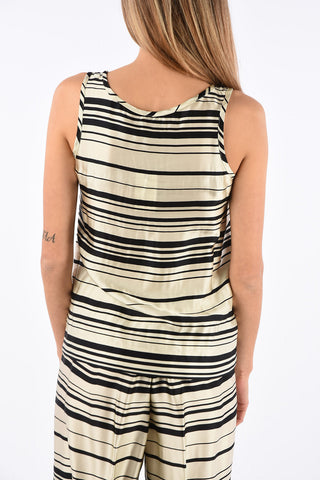 Silk Blend bayadere striped top