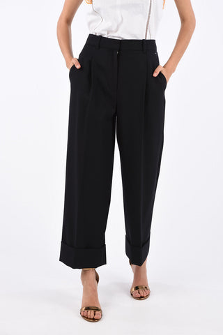 single pleat cuffed hem trousers