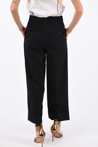 single pleat cuffed hem trousers