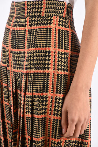 district check flared skirt with Side zip closure