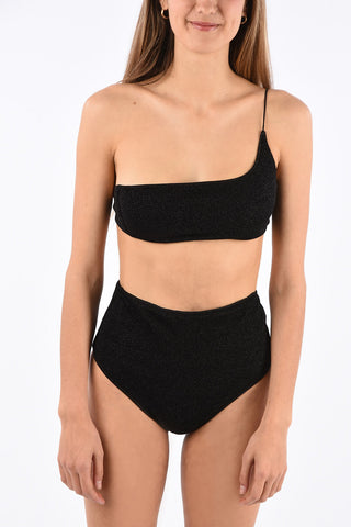 Bikini Monospalla a Vita Alta in Lurex