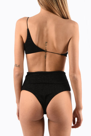 Bikini Monospalla a Vita Alta in Lurex