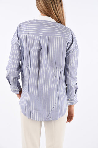 awning striped shirt with Breasted Pockets
