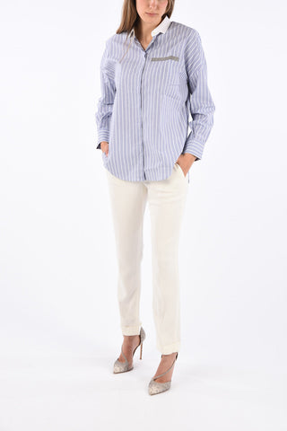 awning striped shirt with Breasted Pockets