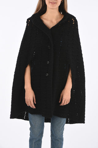 knit Openwork cape with Hood