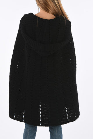 knit Openwork cape with Hood
